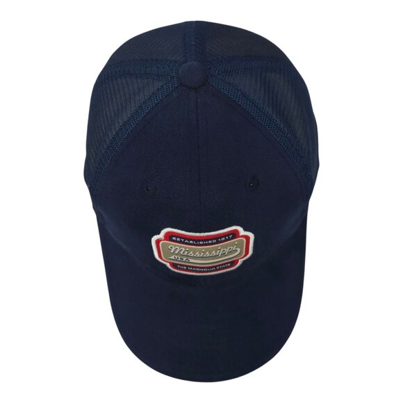 Mississippi Magnolia State Mesh Back Tuck Strap Cap Trucker Embroidered Logo Hat - Picture 6 of 14